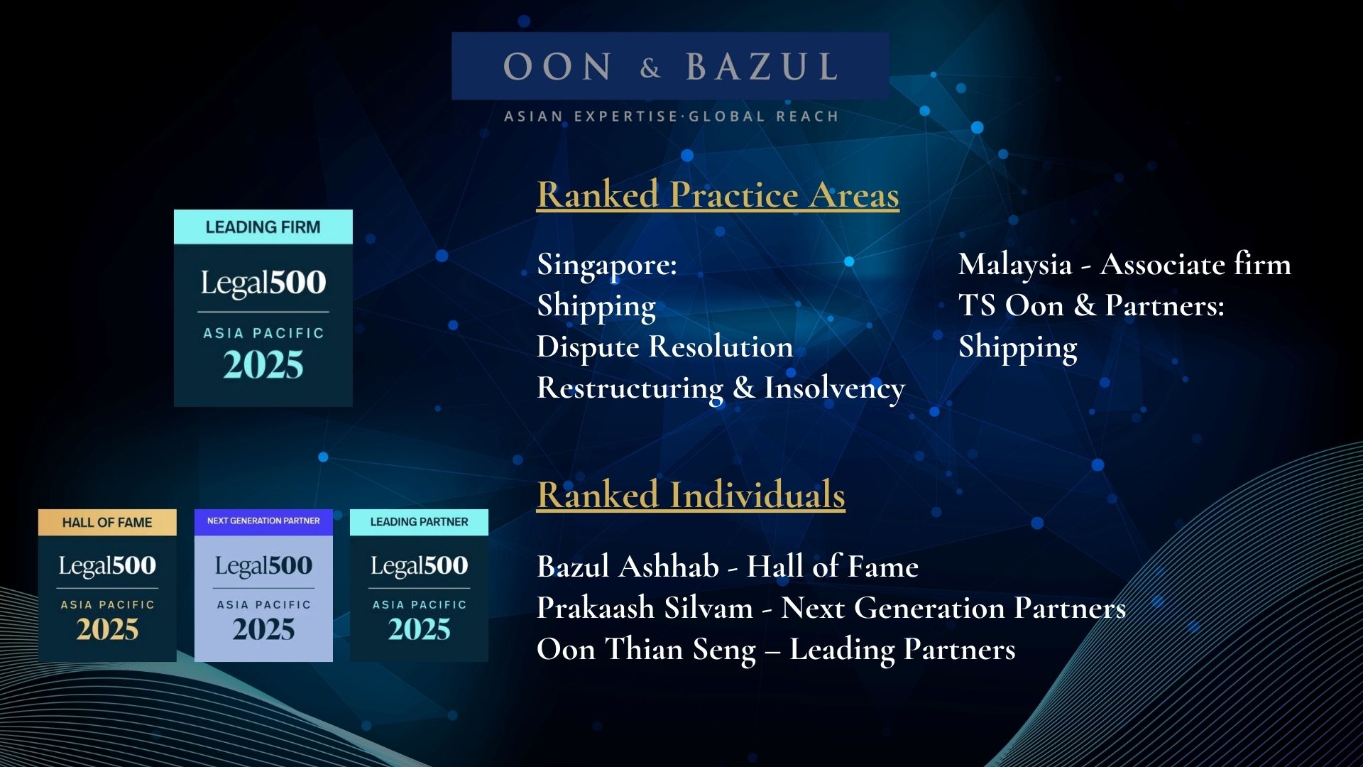 Oon & Bazul Legal 500 APAC 2025 Leading Firm